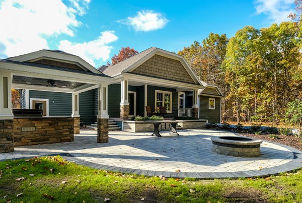 Custom paver patio installation in Midland Michigan using Unilock pavers